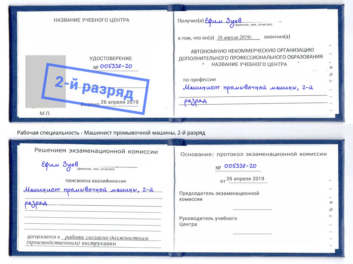 корочка 2-й разряд Машинист промывочной машины Сургут