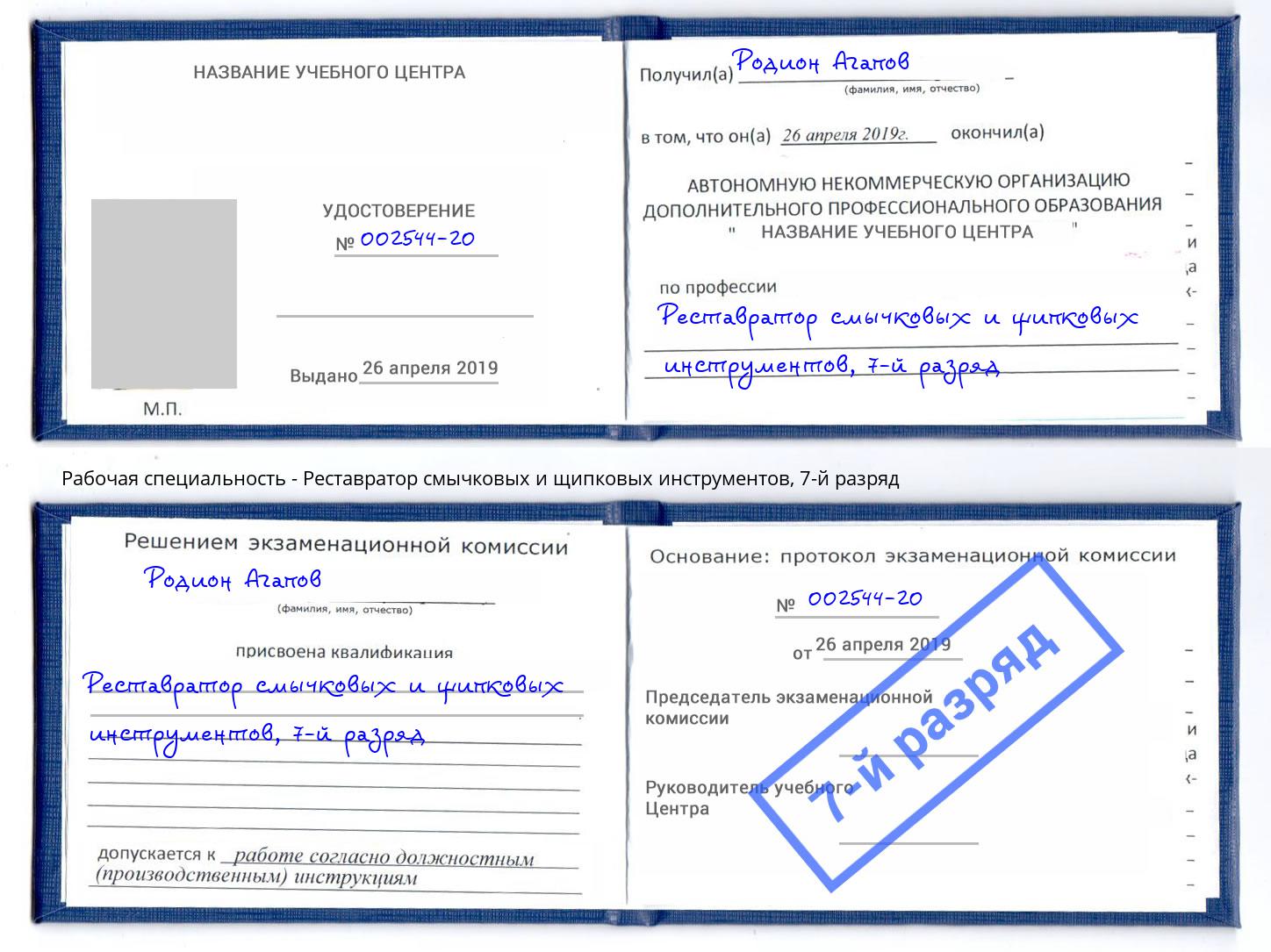 корочка 7-й разряд Реставратор смычковых и щипковых инструментов Сургут