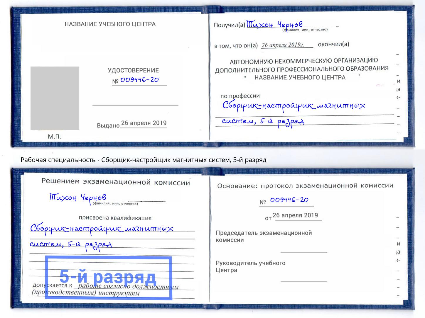 корочка 5-й разряд Сборщик-настройщик магнитных систем Сургут